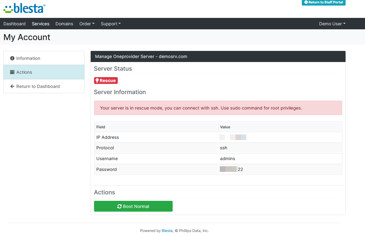 Blesta Module for Oneprovider 