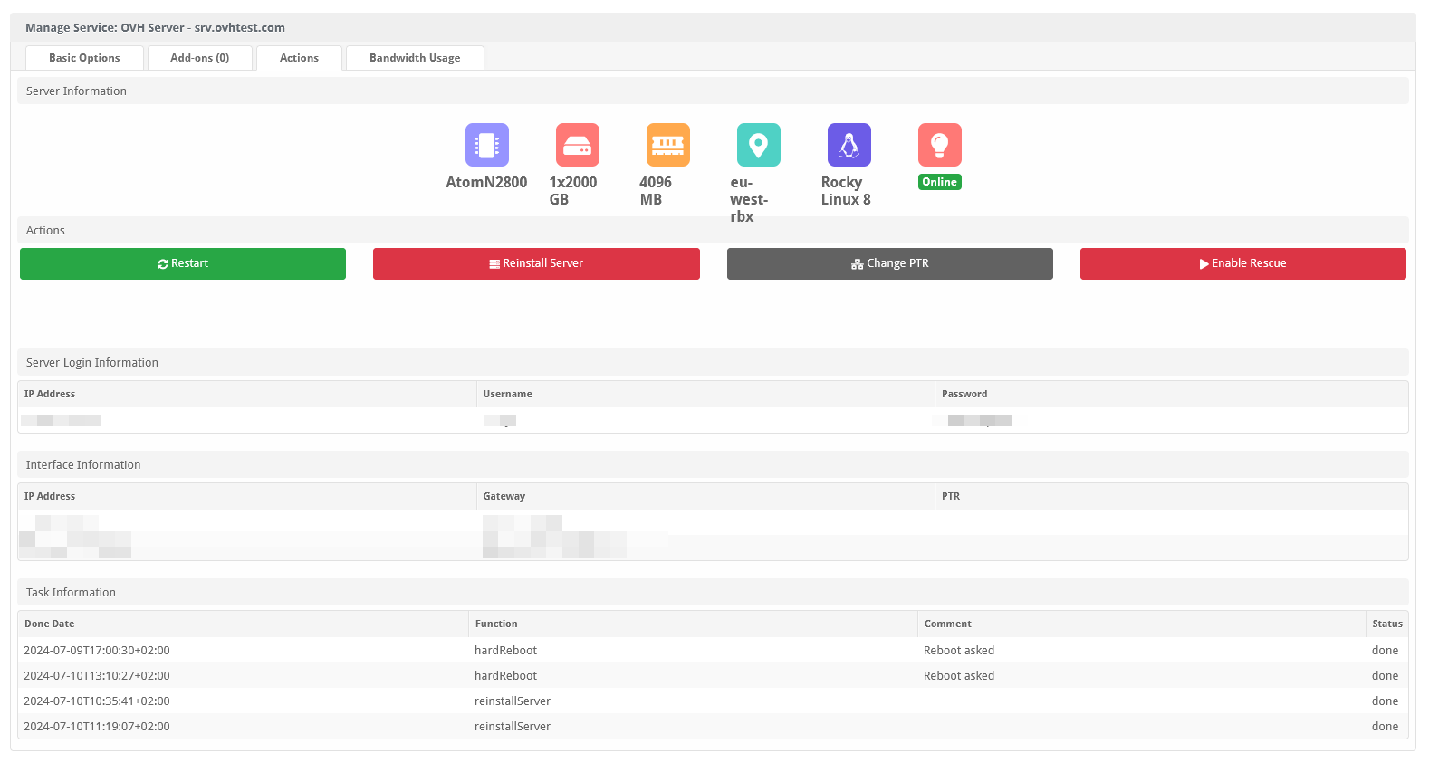 OVH Server Automation Blesta Module