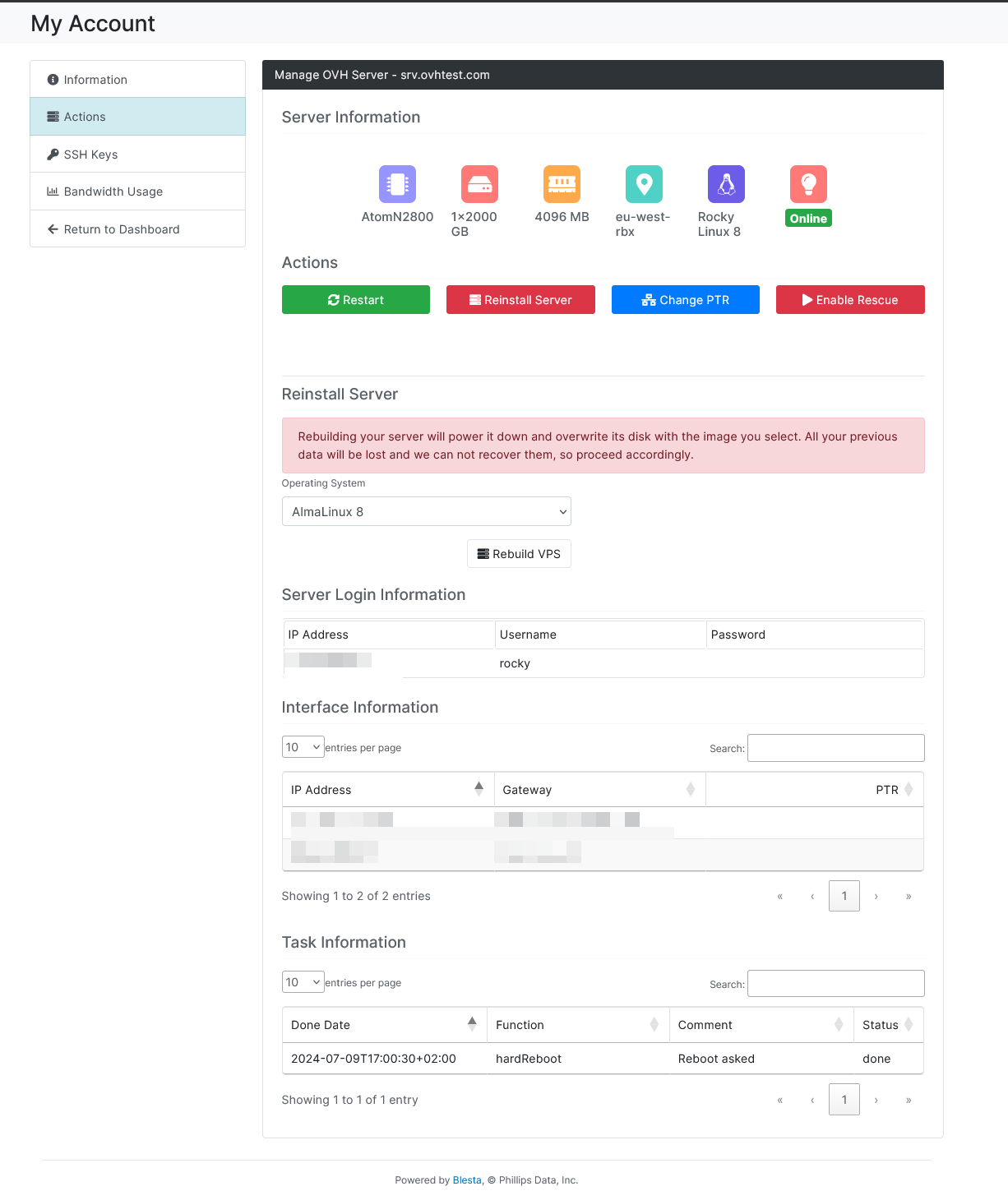 Kimsufi Server Automation Blesta Module