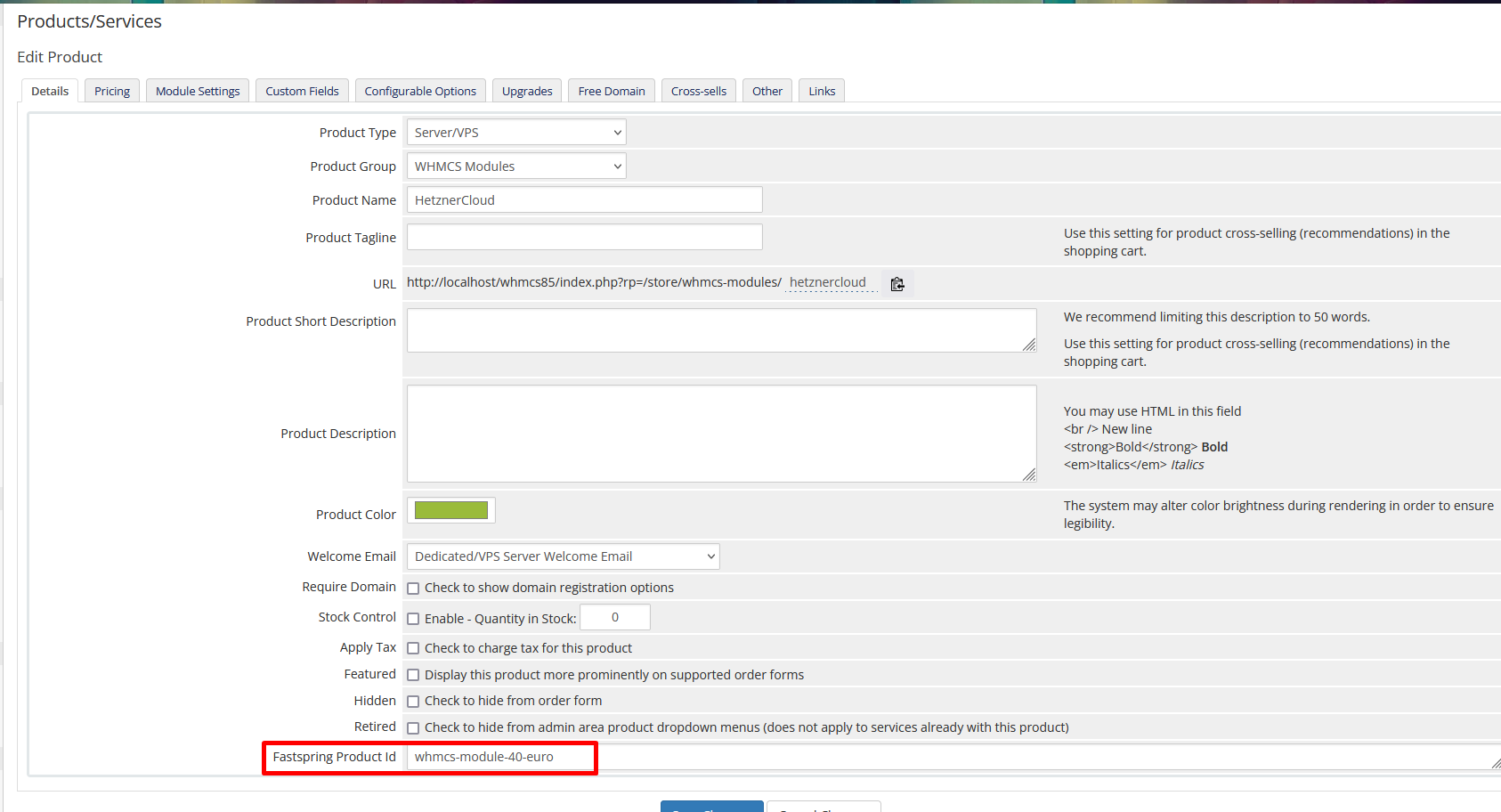 Fastspring Payment Gateway Module for WHMCS