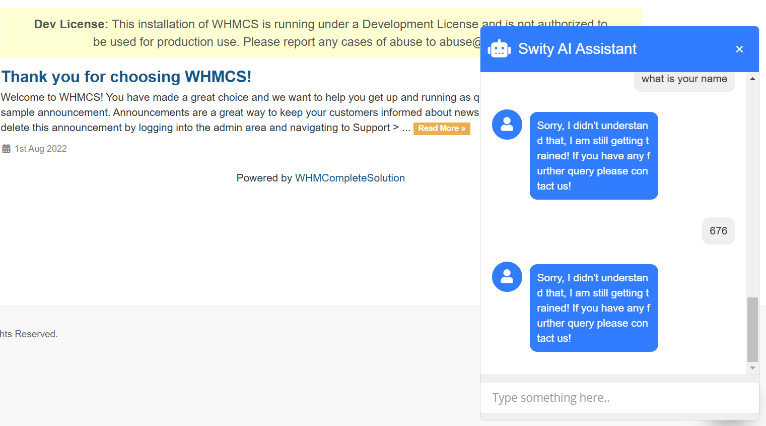 AI-Assisted Chatbot for WHMCS