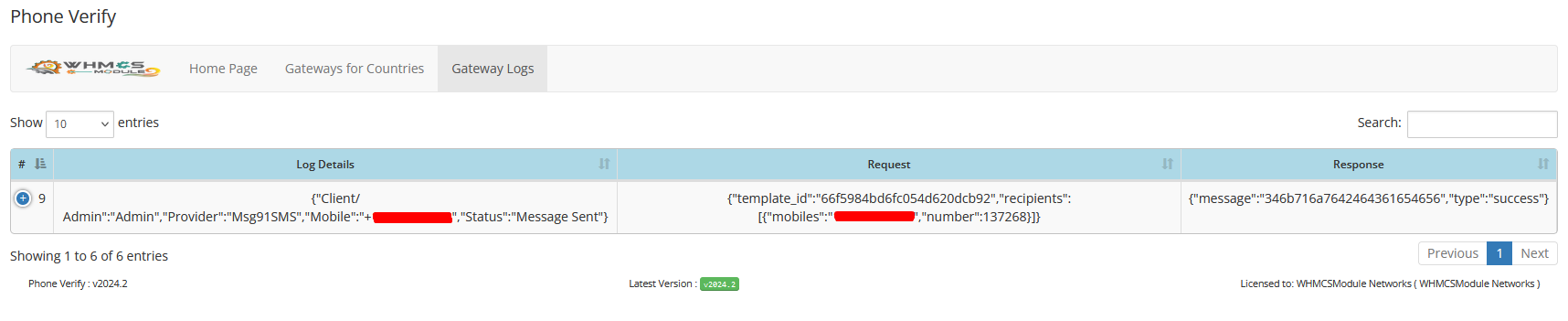 Phone Verify WHMCS Module