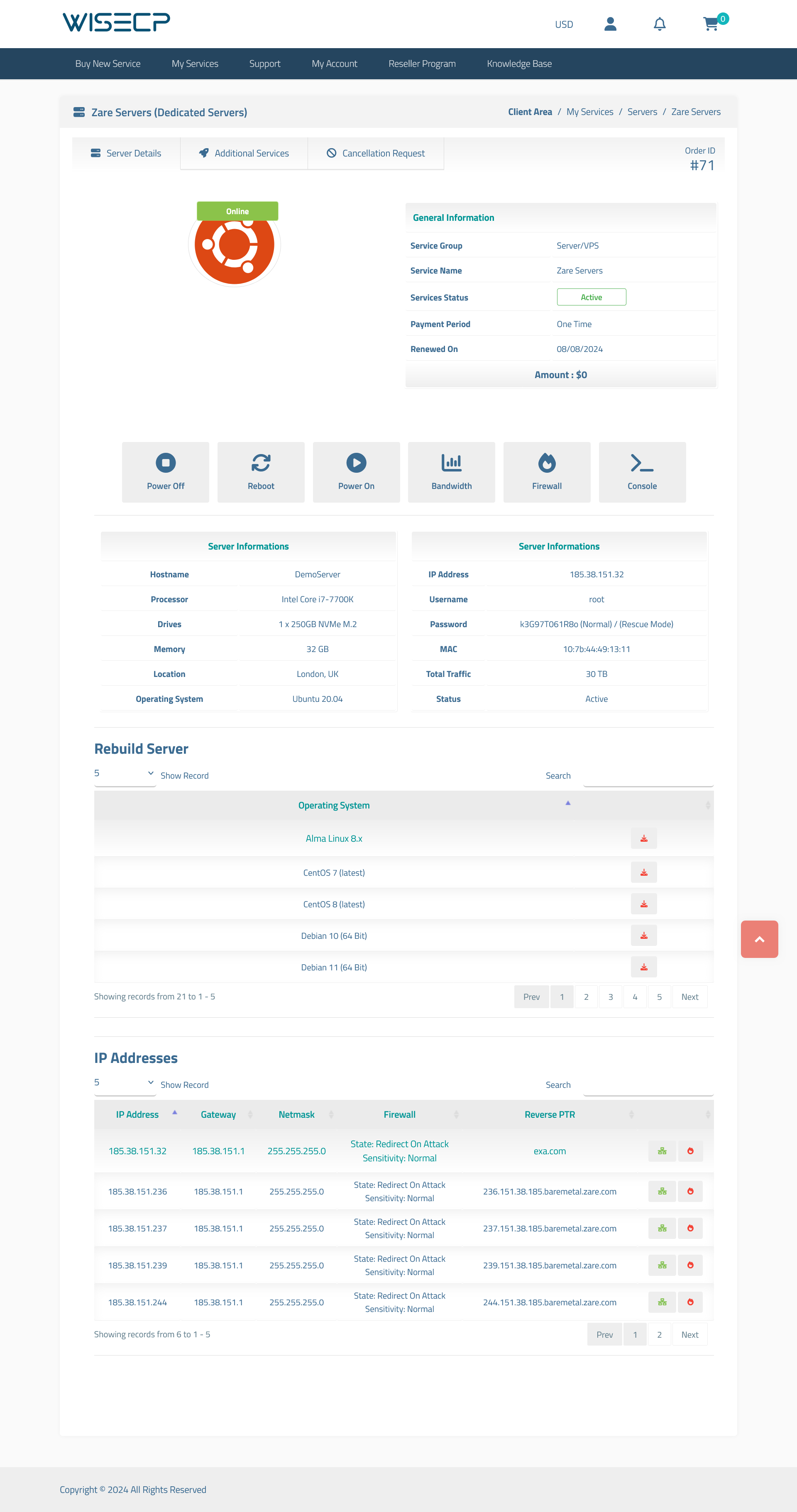 Zare Servers WISECP Module